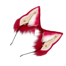 Plush Dog Ears Furry Headbands Costume For Halloween And-Red