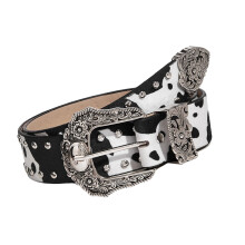 Edgy Fashion PU Waist Belt For Female Use Cowgirl Style-Black