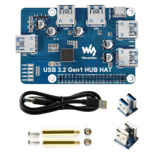 Waveshare HUB HUB USB 3.2 Gen1 dla Raspberry Pi 4B 3B+ 3B 2B Zero w WH, 4-KanałOwy Port Rozszerzeń USB 3.0, Plug& Bez SterownikóW