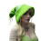 Knitted Witch Hat Stretchable Hoodie Hat Long Tail Hat-Green 1