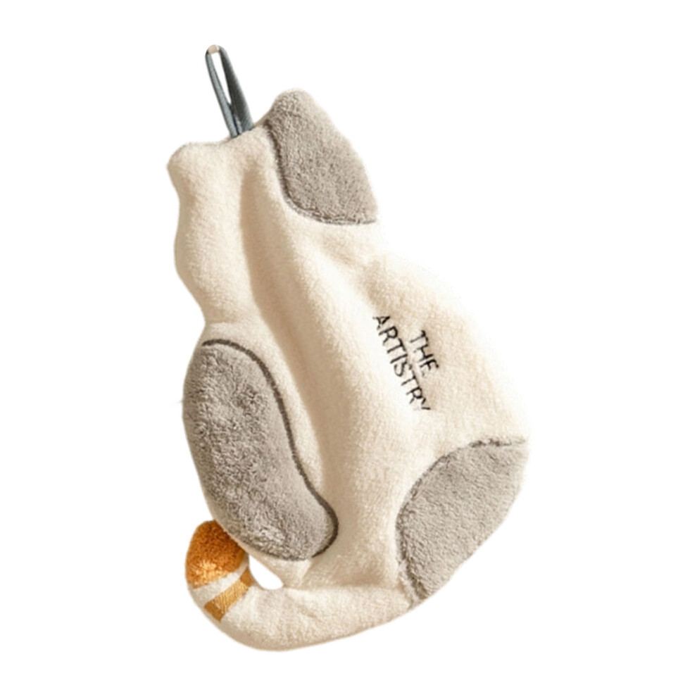High Absorbency Corals Fleece Towel Cute Cats Shape Fast- Gray