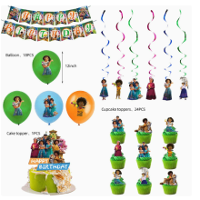 Encanto Themed Birthday Party Decoration Set Home Use Cake Topper Bunting Balloons Supplies