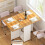 Folding Table with Wheels Mobile Folding Dining Table Wood Foldable Side Table with Shelf for Kitchen Living Room 3