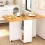 Folding Table with Wheels Mobile Folding Dining Table Wood Foldable Side Table with Shelf for Kitchen Living Room 1