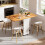 Folding Table with Wheels Mobile Folding Dining Table Wood Foldable Side Table with Shelf for Kitchen Living Room 2