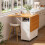 Folding Table with Wheels Mobile Folding Dining Table Wood Foldable Side Table with Shelf for Kitchen Living Room 7