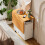 Folding Table with Wheels Mobile Folding Dining Table Wood Foldable Side Table with Shelf for Kitchen Living Room 4