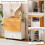 Folding Table with Wheels Mobile Folding Dining Table Wood Foldable Side Table with Shelf for Kitchen Living Room 10