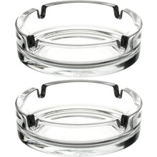 Juego de 2 ceniceros redondos de cristal para interior y exterior | 2 ceniceros de 10,5 cm para interior | Ceniceros para exterio