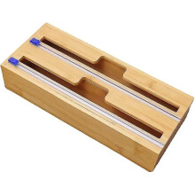 Dispensador de papel de aluminio 2 en 1 con cortador, dispensador de papel de aluminio de madera para cajones, dispensador de pap