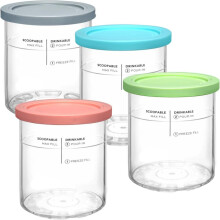 Compatible con pintas y tapas Ninja Creami Deluxe. 4 pintas y tapas de repuesto compatibles con la máquina para hacer helados Nin