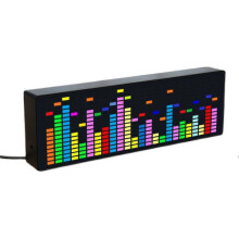 Luces LED de ritmo con espectro musical, sensor de voz, 1624 RGB, indicador de nivel de atmósfera con pantalla de reloj