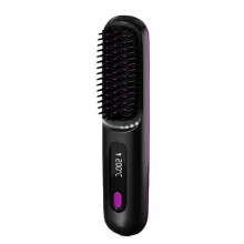 Peine alisador de pelo portátil inalámbrico con carga USB y pantalla LCD, color negro