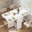 Folding Table with Wheels Mobile Wood Extendable Dining Table with Shelf for Kitchen Living Room 3