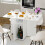 Folding Table with Wheels Mobile Wood Extendable Dining Table with Shelf for Kitchen Living Room 5
