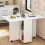 Folding Table with Wheels Mobile Wood Extendable Dining Table with Shelf for Kitchen Living Room 4