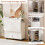 Folding Table with Wheels Mobile Wood Extendable Dining Table with Shelf for Kitchen Living Room 10