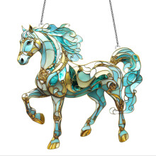 Glas-in-loodraam hangende paarden Suncatchers Kleurrijk glazen-B