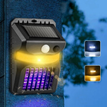 2-i-1 solcelledrevet LED-lys med UV-sensor, myggmiddel og bevegelsessensor, vanntett, ideell for utendørs bruk, hage