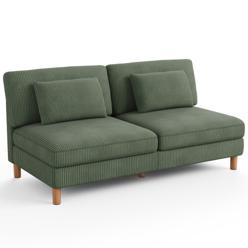 Dripex Corduroy 3 Seater Sofa Couch with 2 Extra Pillows