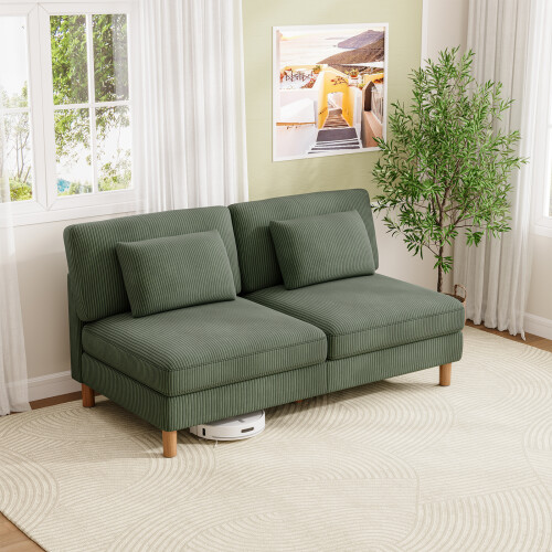 Dripex Corduroy 3 Seater Sofa Couch with 2 Extra Pillows 1