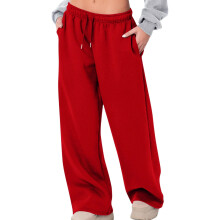 Women's wide-leg loose-fitting sports pants, comfortable-Red M