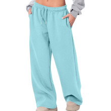 Women's wide-leg loose-fitting sports pants,-Light Blue S