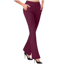Women's Pants Stretchy Work Pants With Pockets-Burgundy XL