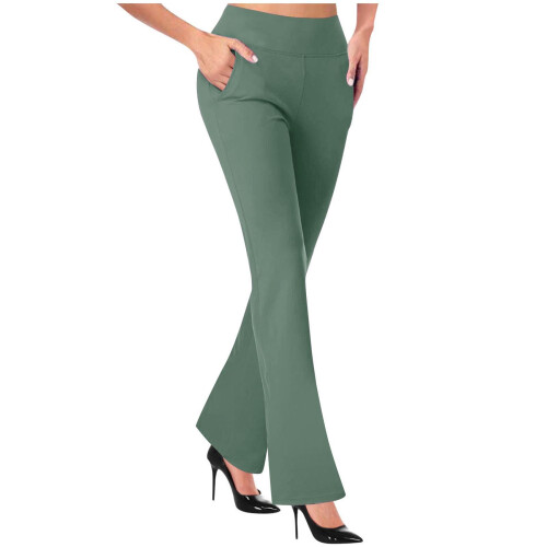 Women's Pants Stretchy Work Pants With Pockets-Light Green XL
