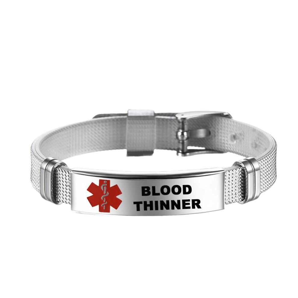 (BLOOD THINNER) NEW Medical Alert ID Bracelet Silicone Emergency Life Saving Adjustable Wristband
