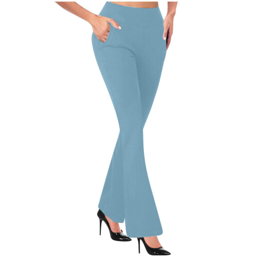 Women's Pants Stretchy Work Pants With Pockets-Sky Blue L