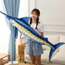 (140cm) 2025 140cm Huge Simulation Bluefin Tuna Plush Toys Stuffed Soft Blue Marlin Makaira Mazara Plush Pillow Fish Toys Creative Decoration