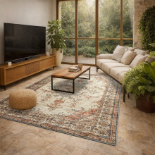 (160x230cm (Large Area Rug), Timeless) Persian Cashmere Rug Traditional Vintage Style Carpet-Non Slip Area Rug for Living Room Bedroom UK