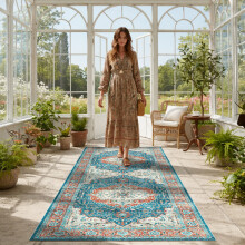 (60x220cm (Hallway Runner), Regal) Persian Cashmere Rug Traditional Vintage Style Carpet-Non Slip Area Rug for Living Room Bedroom UK