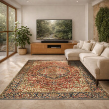 (200x290cm (Extra Large Rug), Majestic) Persian Cashmere Rug Traditional Vintage Style Carpet-Non Slip Area Rug for Living Room Bedroom UK