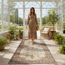 (60x220cm (Hallway Runner), Timeless) Persian Cashmere Rug Traditional Vintage Style Carpet-Non Slip Area Rug for Living Room Bedroom UK