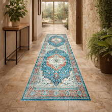 (80x300cm (Long Runner Rug), Regal) Persian Cashmere Rug Traditional Vintage Style Carpet-Non Slip Area Rug for Living Room Bedroom UK