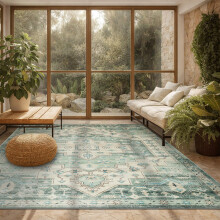 (240x320cm (Grand Rug), Ember) Persian Cashmere Rug Traditional Vintage Style Carpet-Non Slip Area Rug for Living Room Bedroom UK