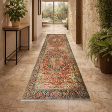 (80x300cm (Long Runner Rug), Majestic) Persian Cashmere Rug Traditional Vintage Style Carpet-Non Slip Area Rug for Living Room Bedroom UK