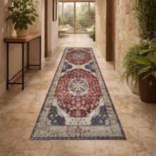 (80x300cm (Long Runner Rug), Whisper) Persian Cashmere Rug Traditional Vintage Style Carpet-Non Slip Area Rug for Living Room Bedroom UK