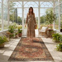 (60x220cm (Hallway Runner), Majestic) Persian Cashmere Rug Traditional Vintage Style Carpet-Non Slip Area Rug for Living Room Bedroom UK