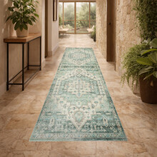 (80x300cm (Long Runner Rug), Ember) Persian Cashmere Rug Traditional Vintage Style Carpet-Non Slip Area Rug for Living Room Bedroom UK