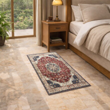 (60x110cm (Bedside Rug), Whisper) Persian Cashmere Rug Traditional Vintage Style Carpet-Non Slip Area Rug for Living Room Bedroom UK