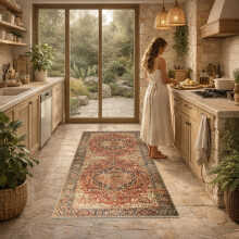 (80x150cm (Runner Rug), Majestic) Persian Cashmere Rug Traditional Vintage Style Carpet-Non Slip Area Rug for Living Room Bedroom UK