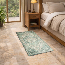 (60x110cm (Bedside Rug), Ember) Persian Cashmere Rug Traditional Vintage Style Carpet-Non Slip Area Rug for Living Room Bedroom UK