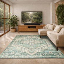 (160x230cm (Large Area Rug), Ember) Persian Cashmere Rug Traditional Vintage Style Carpet-Non Slip Area Rug for Living Room Bedroom UK