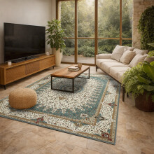 (160x230cm (Large Area Rug), Willow) Persian Cashmere Rug Traditional Vintage Style Carpet-Non Slip Area Rug for Living Room Bedroom UK