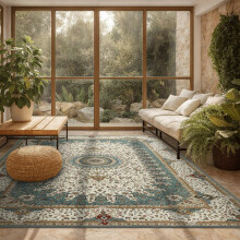 (240x320cm (Grand Rug), Willow) Persian Cashmere Rug Traditional Vintage Style Carpet-Non Slip Area Rug for Living Room Bedroom UK