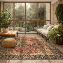 (240x320cm (Grand Rug), Majestic) Persian Cashmere Rug Traditional Vintage Style Carpet-Non Slip Area Rug for Living Room Bedroom UK