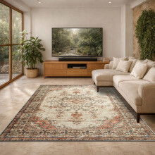 (200x290cm (Extra Large Rug), Timeless) Persian Cashmere Rug Traditional Vintage Style Carpet-Non Slip Area Rug for Living Room Bedroom UK